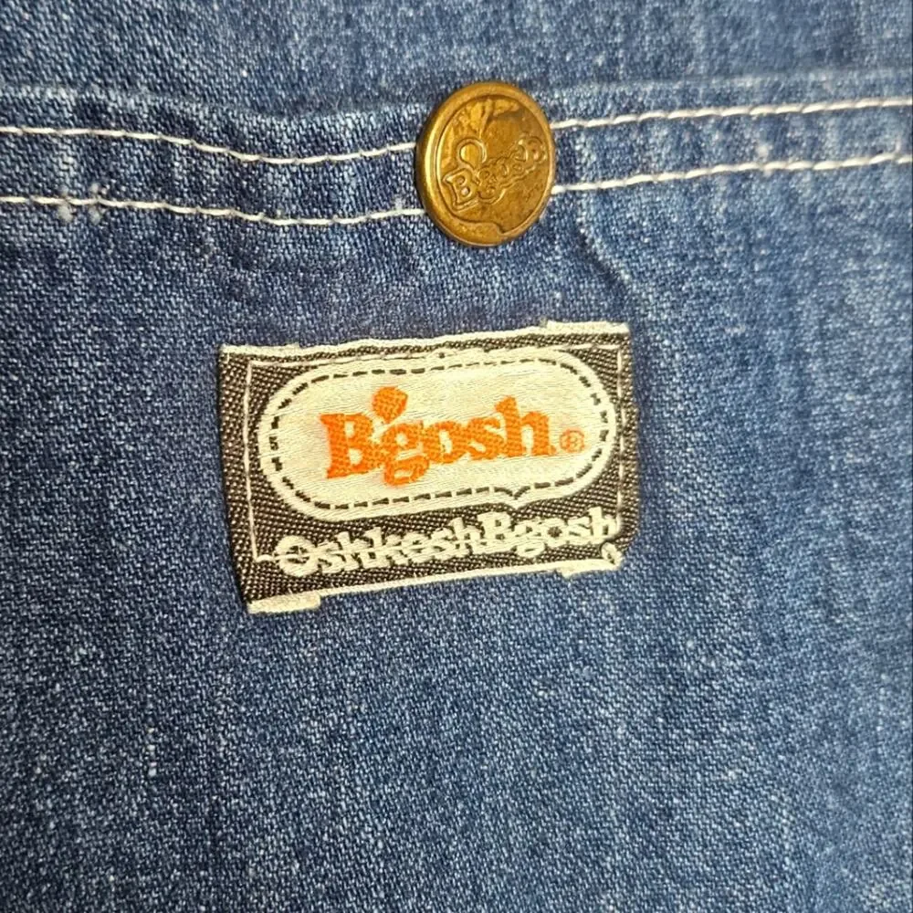 Vintage 70s Darkwash Oshkosh B'gosh Overall Dress, sz approx Med